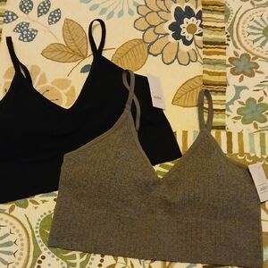 Auden V Neck Bralette 2 Black & Gray XL New with tags